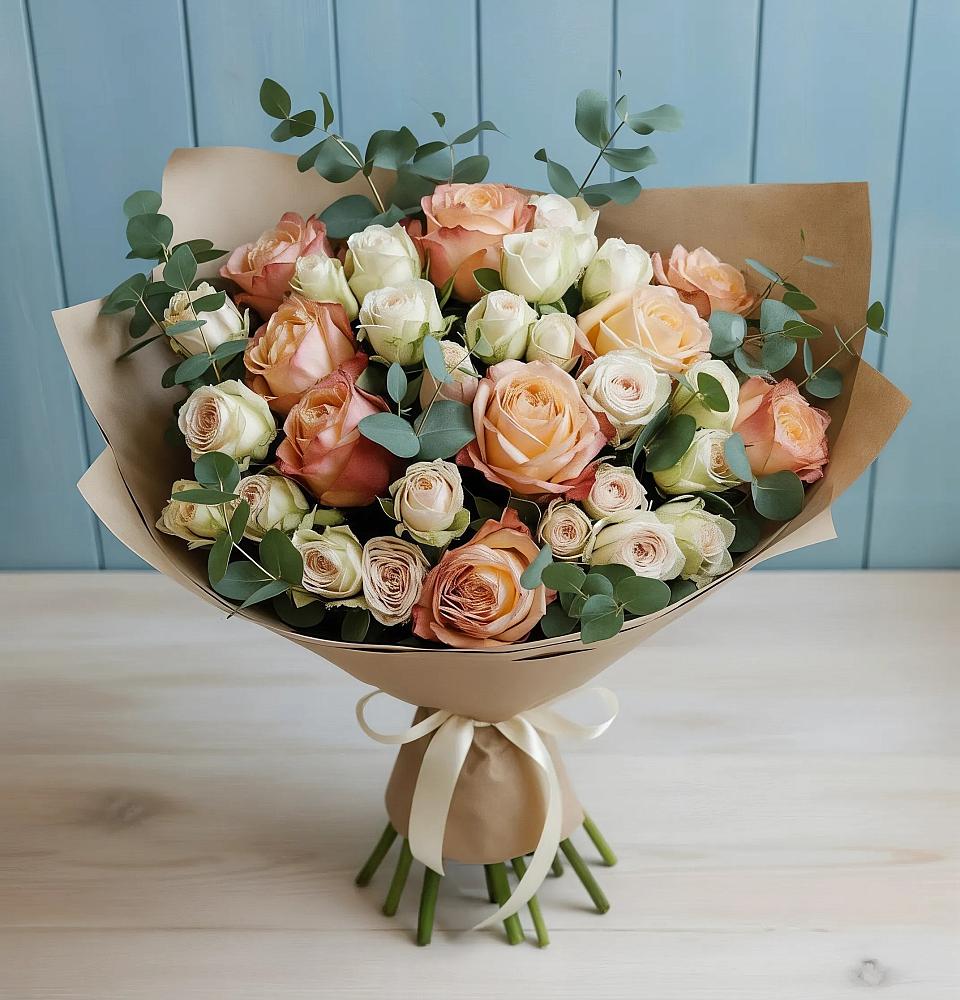 Букет цветов из: Альстромерии и Розы в Кормиловке