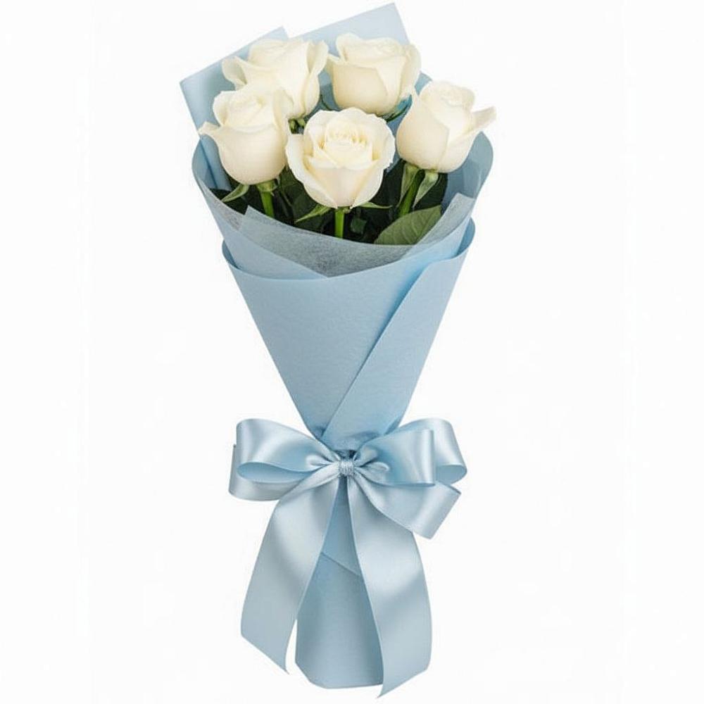 Букет 5 Белых роз Проуд в Кормиловке