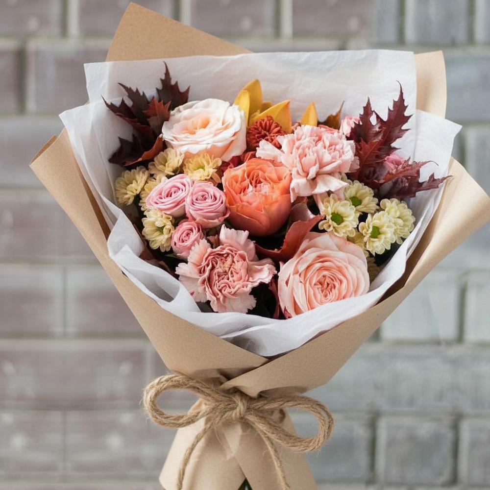 Букет цветов из: Гвоздики, Хризантемы и Розы в Кормиловке