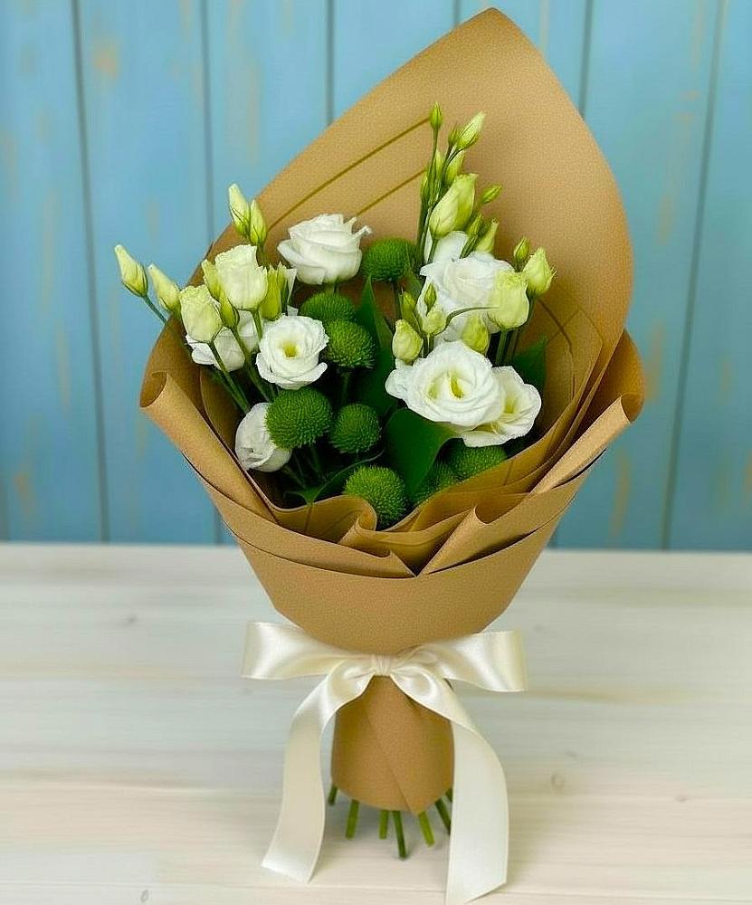 Букет цветов из: Хризантемы и Лизиантусы в Кормиловке