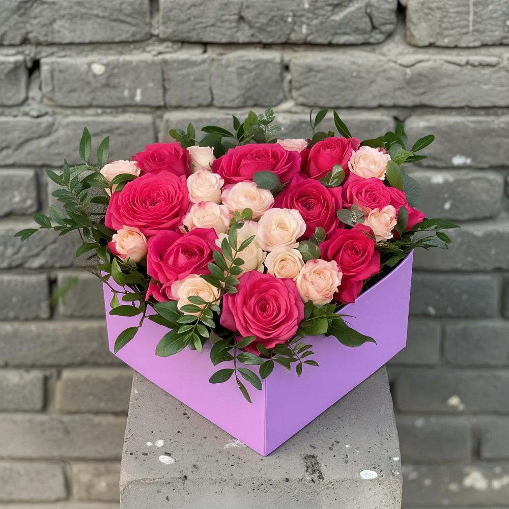 Цветочная композиция из Розы в коробке в Кормиловке