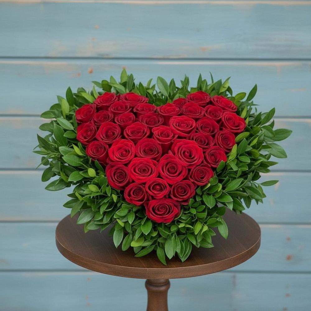 Цветочная композиция из Розы в виде сердца в Кормиловке