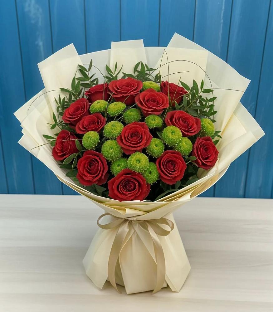 Букет цветов из: Розы и Хризантемы в Кормиловке